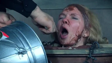 Video thumbnails for 'Rain DeGrey (Barrel of Fun - 26.08.2016)' depicting garbage in mouth, bdsm humiliation, extreme bdsm, sole caning, feeding slave